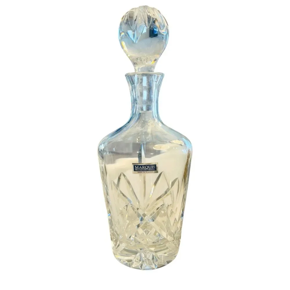 Marquis By Waterford Brookside Round Clear Cut Crystal Decanter & Stopper